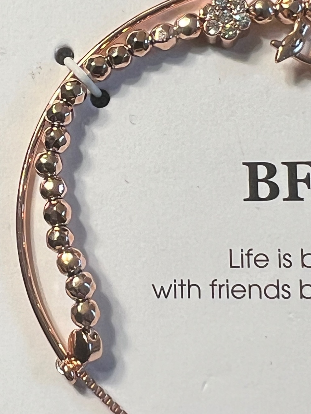 Unwritten Silver Plated Rose Gold Tone BFF Adjustable Bolo Bracelet NWT - Picture 2 of 6